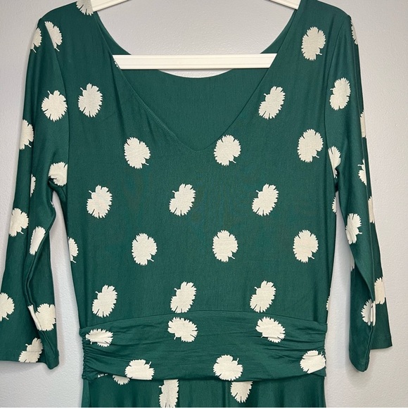 BODEN Maisie Jersey midi dress Sz 6 Forest carnation bud J0331 Asymmetrical Tall - Picture 3 of 10